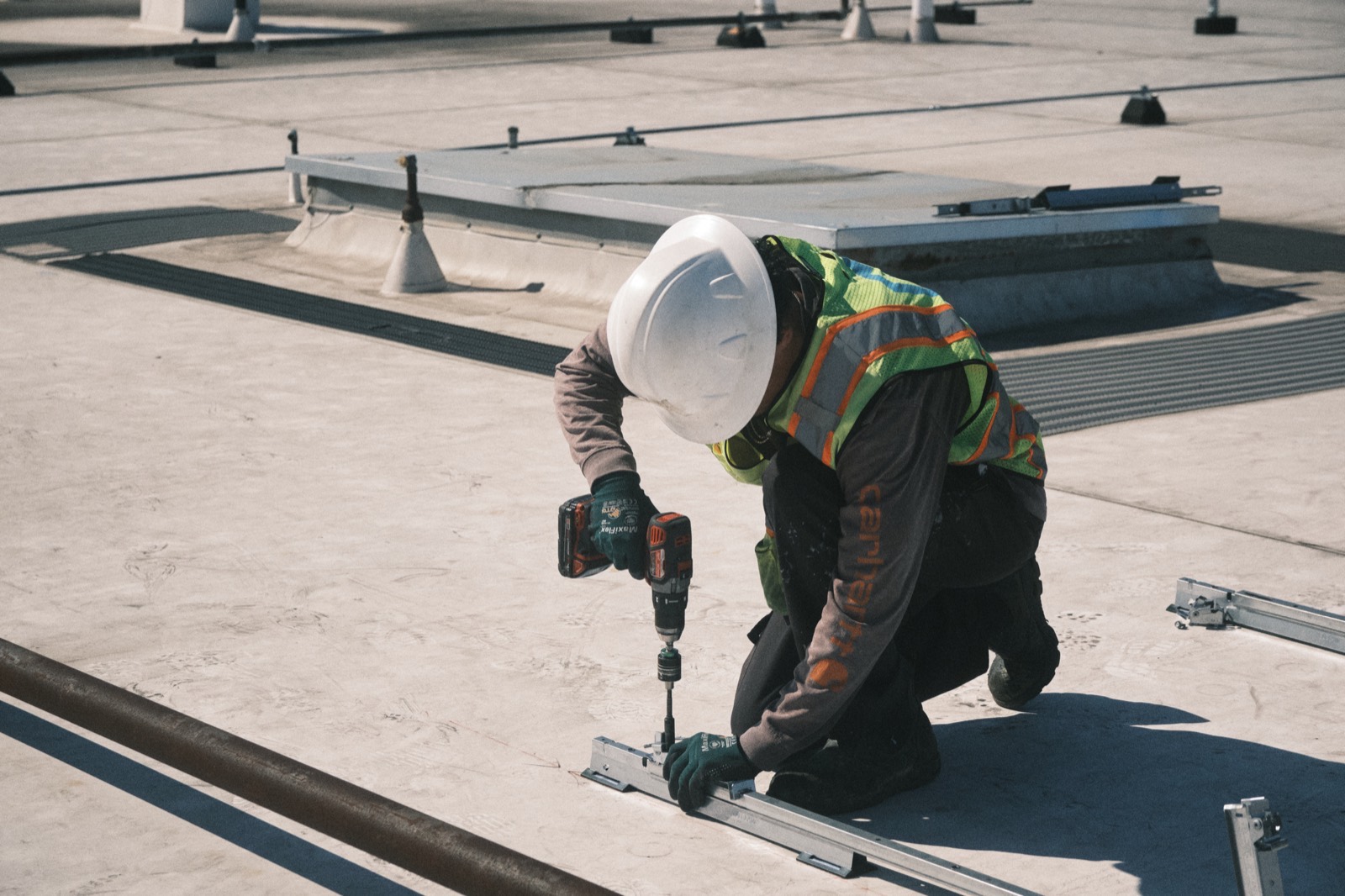 Detail of solar construction work by MYNT crews