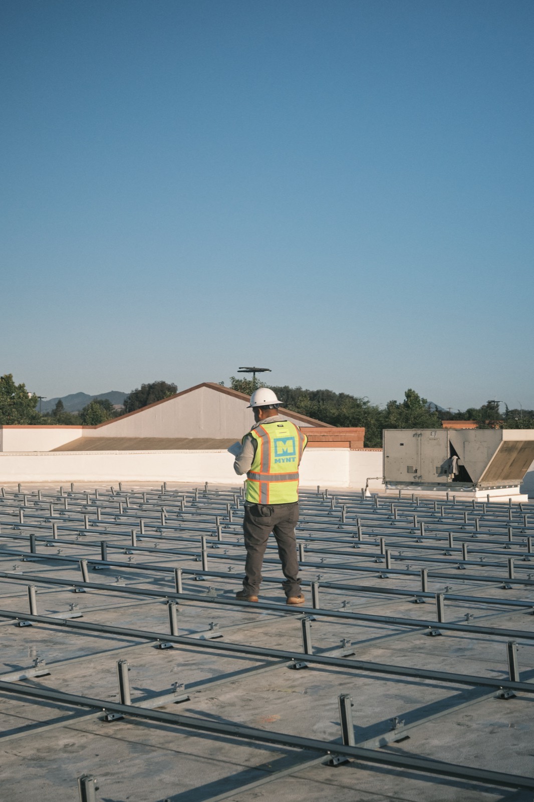 Detail of solar construction work by MYNT crews